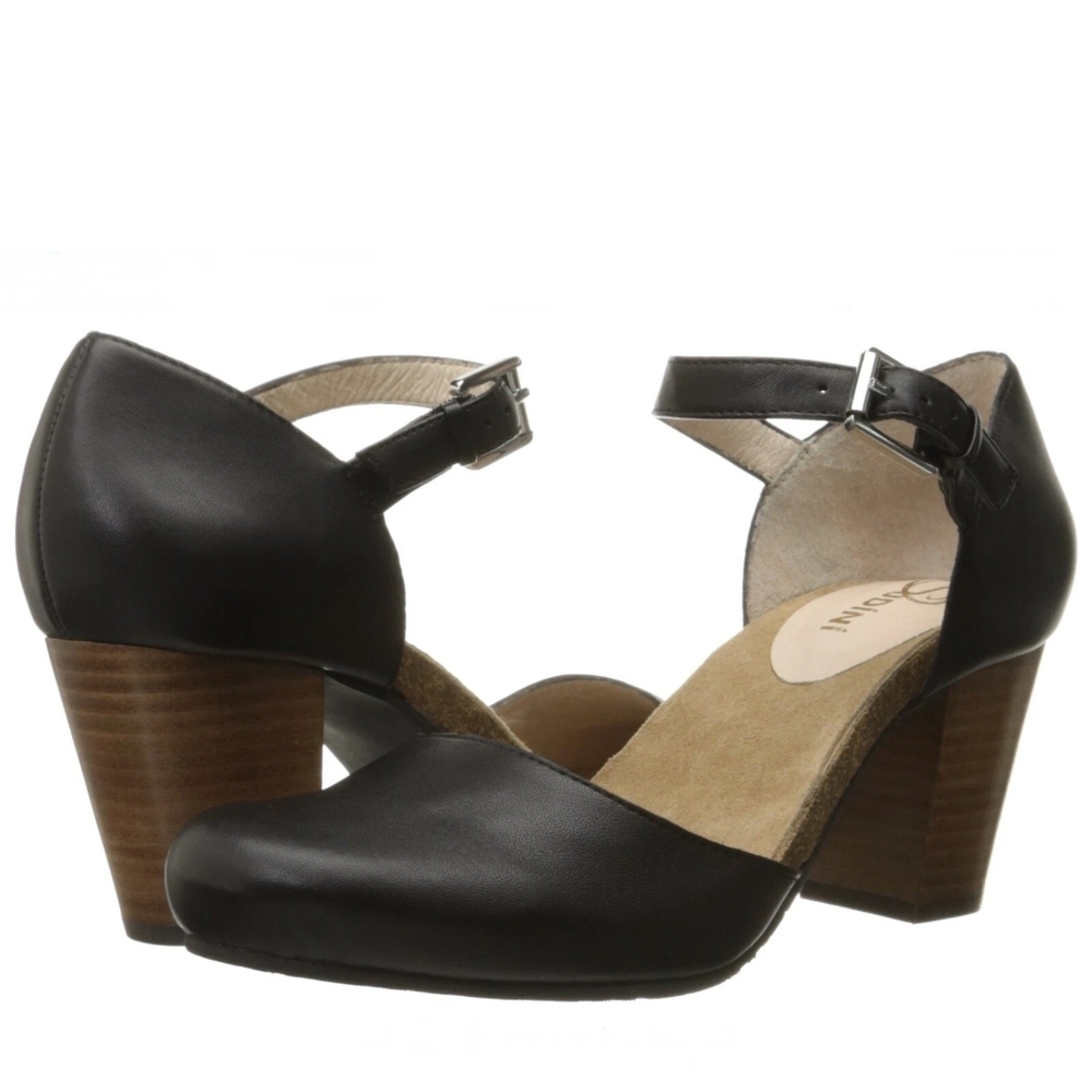 Sudini Black Leather Women's Heels